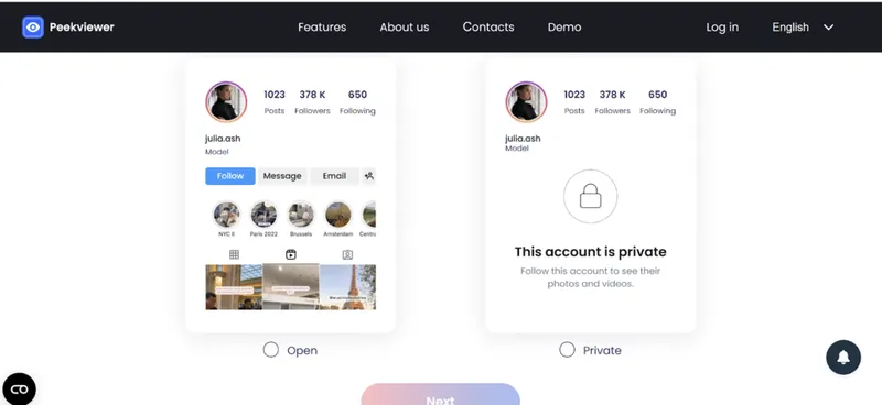 Peekviewer type of account Peekviewer type of account