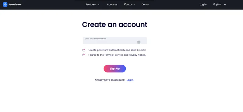 Instagram profile analyzer tool: Peekviewer account creation Instagram profile analyzer tool: Peekviewer account creation