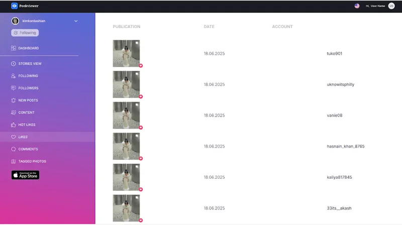 Dashboard Peekviewer