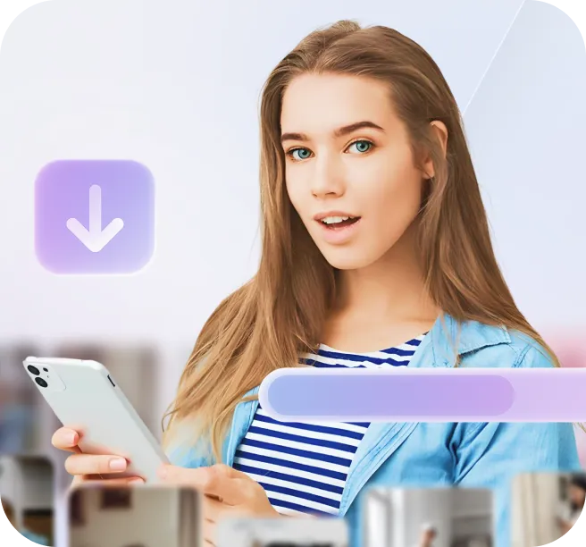 girl using instagram downloader