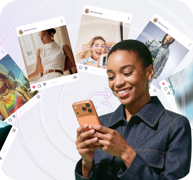 girl using Instagram Reposts Viewer